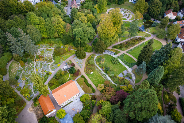 Luftbildaufnahme vom Botanischen Garten